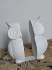 White owls Bookends Country Hideway Heavy 20cm Tall