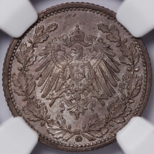 NGC Graded MS62 Germany-Empire 1909G 1/2 Mark Unc World Silver Coin Better Date - Picture 4 of 4