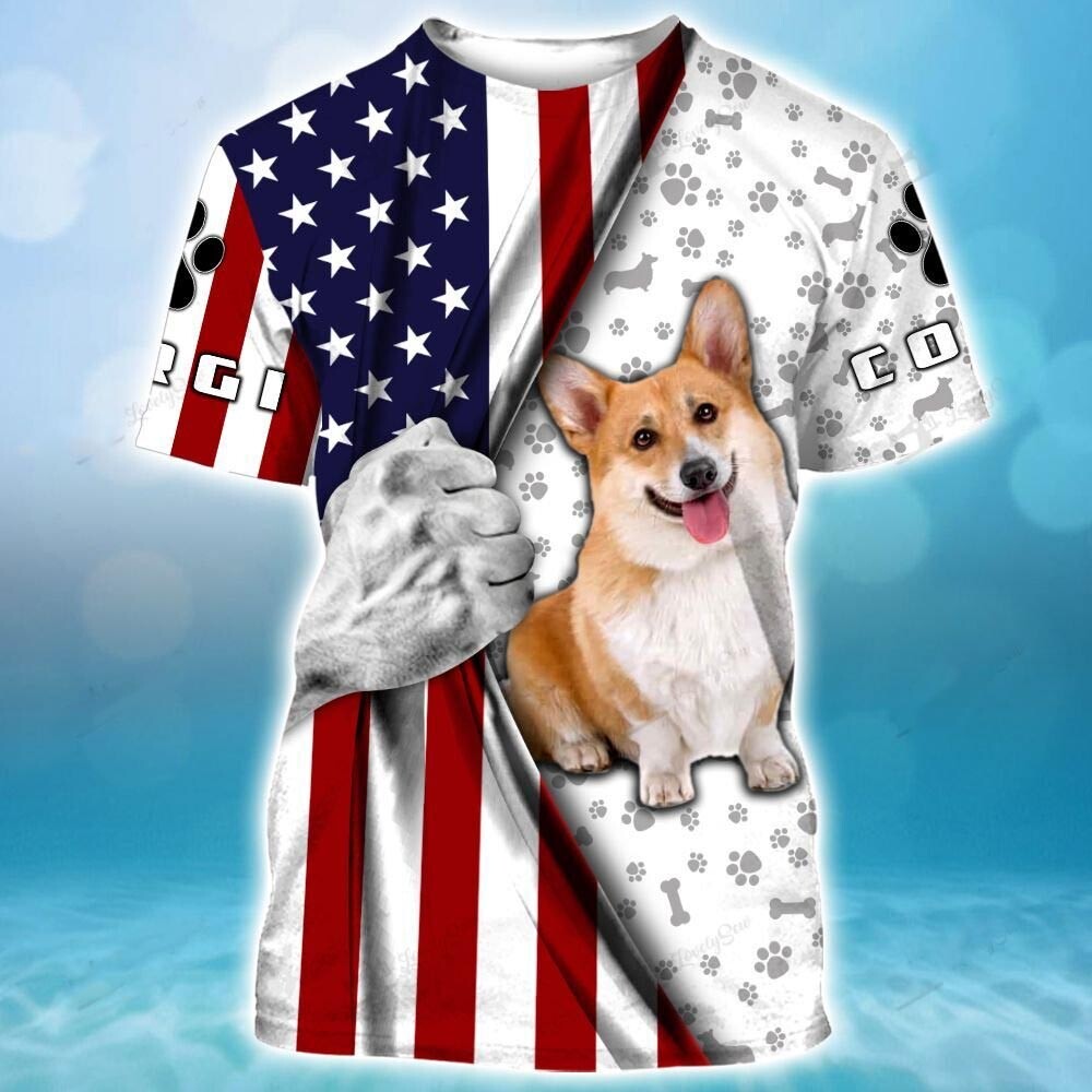 Corgi Flag Colors T Shirt, Corgi Dog American Flag Happy Corgi Flag Colors T Shirt, Corgi Dog American Flag Happy