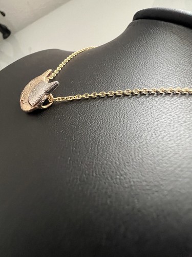 Ciondolo Gatto Diamante Oro Giallo 14K Naturale .04CT G/VS1 Catena Oro 14K 16" -NUOVO - Foto 11 di 12