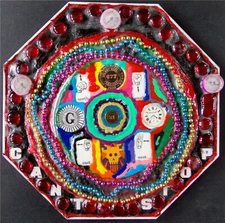 Can't Stop Sign Collage/Painting On Game Board, Mixed Media Abstract Original 3D