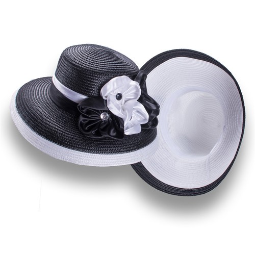 Downtown Style Women Church Wedding Party Wide Brim Kentucky Derby Sun Hat A495 - Picture 5 of 20