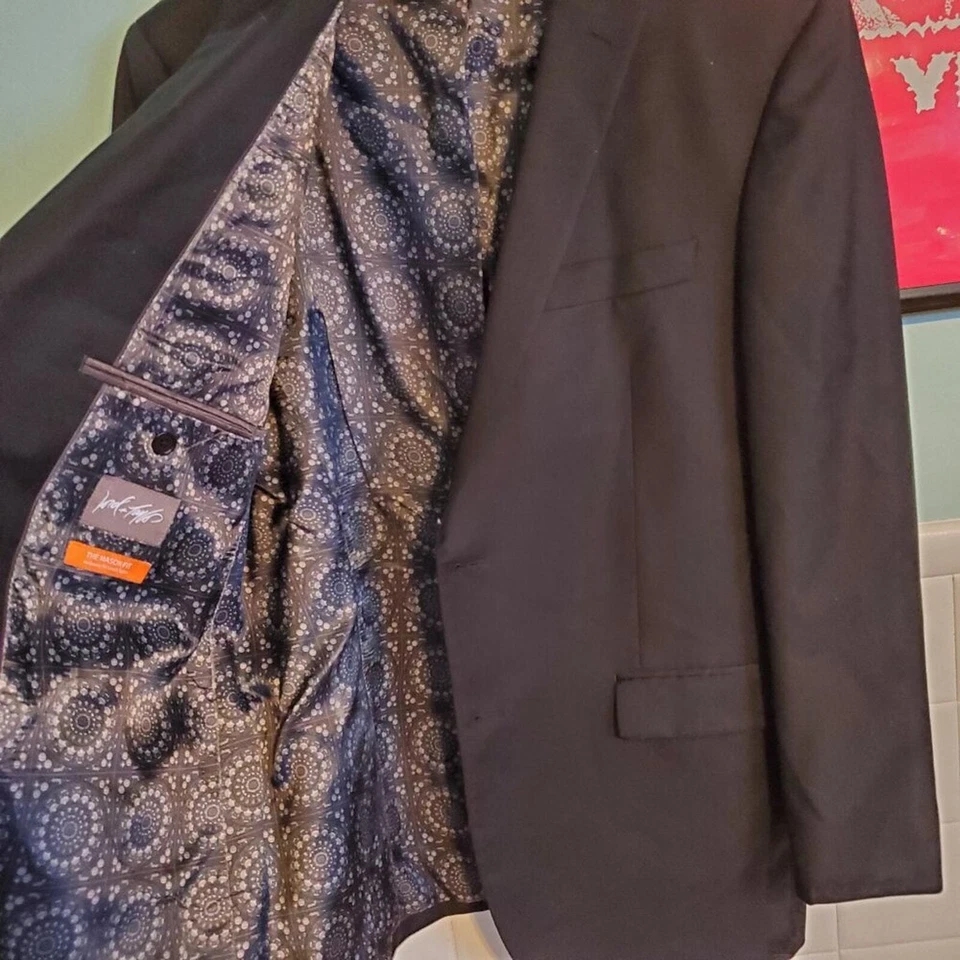 Abrigo deportivo Lord & Taylor negro Blazer Tallia para hombre talla 44R 100 % lana Foto 2 de 4