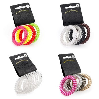 Set of 4 Girls Coloured Silicone Non Slip Hair Elastics Bobbles Ponios Bands