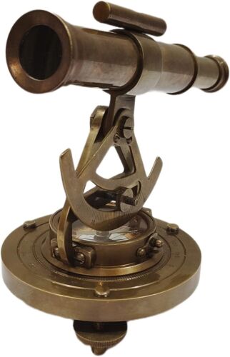 Messing Theodolit Alidade Kompass Antik Vermessung Transit Teleskop Instrument - Bild 2 von 6