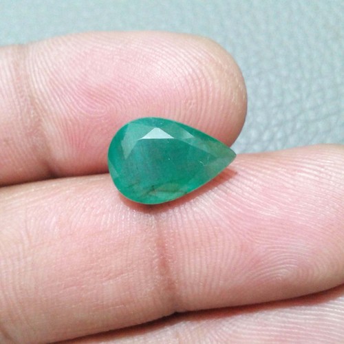 Preciosa pieza verde zambia esmeralda facetada forma de pera 4,65 quilates piedra preciosa suelta - Imagen 1 de 8