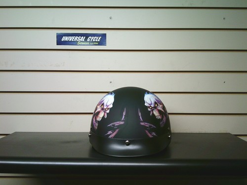 CAN V531 FMVSS 218 Half Helmet - NEW - Matte Black Demon Graphic - XL - Picture 11 of 17