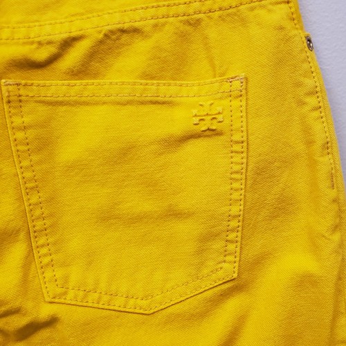 Tory Burch Boot Cut Denim Pants Raw Hem Gold Crest Sz 29 NWT - Picture 5 of 10