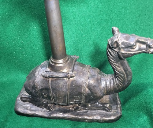 CAMEL & PALM TREE 13" Bronze Sculpture CANDLE HOLDERS (2) 1950's VINTAGE #53 - Picture 4 of 11
