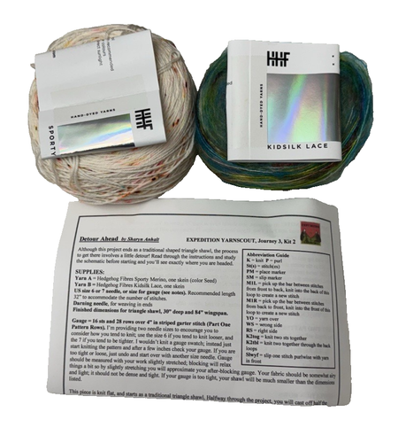 YARNSCOUT EXPEDITION SHAWL KIT "Detour Ahead" Hedgehog Fibers Rare! Lovely - 第 7/7 張圖片