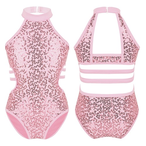 Kids Girls Short Sleeves Lace Back Jumpsuit Gymnastics Leotard Skirt Dancewear - Bild 41 von 60