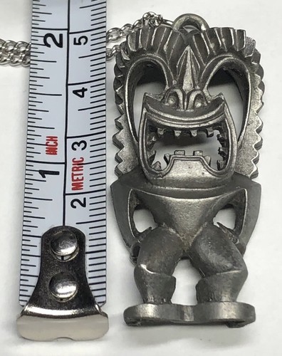 Vintage International Pewter Tiki Necklace Very Lucky Made In USA - 第 7/7 張圖片