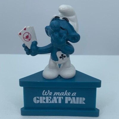 Smurfs Smurf A Gram  We make a GREAT PAIR  Vtg Pedestal Smurf Schleich Figurine