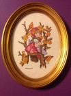 Vintage Hummel Framed Needlepoint Set of Two Boy Girl Climbing Trees Made In USA — photo 3