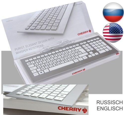 Design Flat Cherry Keyboard Strait JK-0300TQ/01 Aluminum Look Russia - Picture 1 of 6