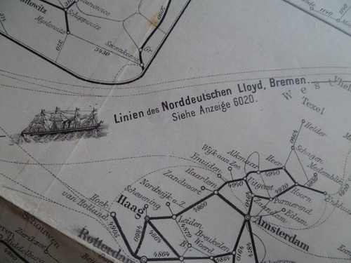 164/ Eisenbahnkarte v. Mittel - Europa Hendschel's Telegraph Dampferlinien 1910 - Bild 2 von 15