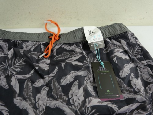 HAWKE & CO Men's XL Black Tropical Leaf Lined Bathing Swim Suit Trunks NEW $50 - Picture 2 of 6