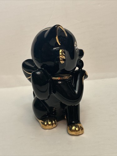 VINTAGE PORZELLANFIGUR SCHWARZE KATZE. AUSGEFALLENE SCHWARZE KATZE PORZELLANFIGUR. SCHWARZ - Bild 4 von 24