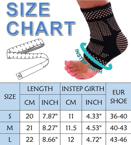 Copper Ankle Brace Support Compression Sleeve Pain Relief Plantar Stabilizer - Picture 2 of 15