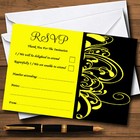 Black & Yellow Swirl Deco Personalised RSVP Cards