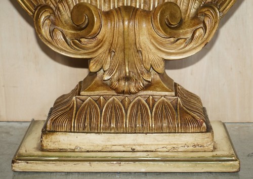 AFTER GROULT MID CENTURY CIRCA 1960'S GILT PLASTER SEA CLAMP SHELL CONSOLE TABLE - Picture 9 of 12