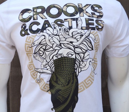 New Crooks Castles Streetwear Medusa QS2002784 White Mens S/S T Shirt RCRCA-31 - Picture 3 of 4