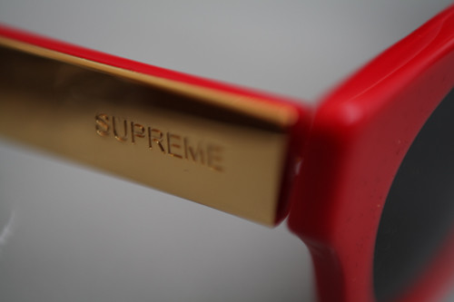 Supreme Wallace Sunglasses 2013 SS13 Vintage Gold Box Logo LV Louis New | Red - Picture 4 of 11