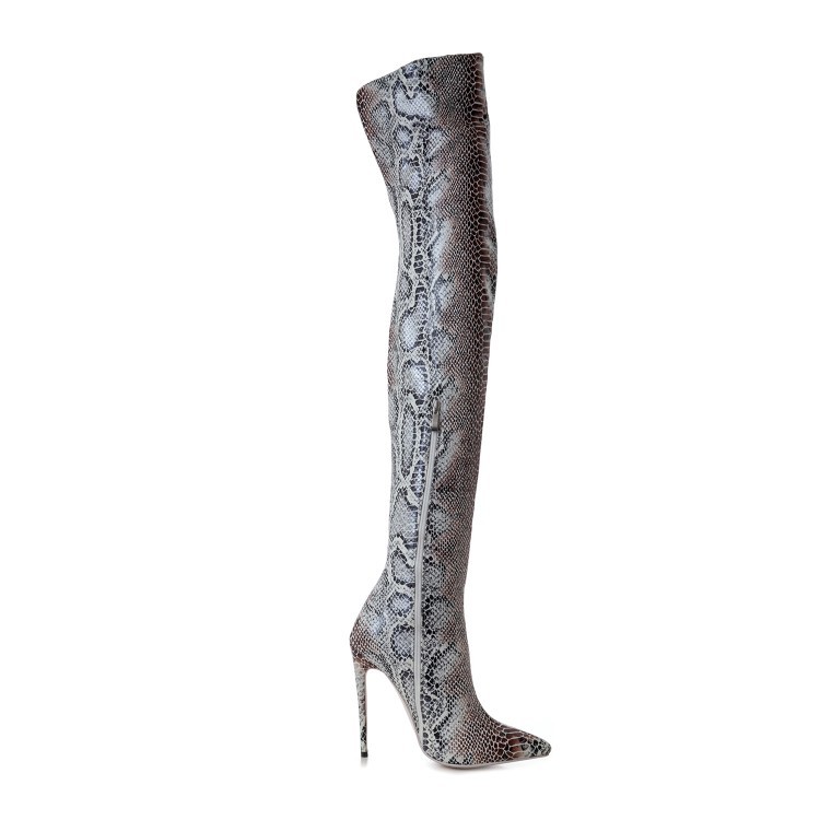 Zapatos De Cuero para Mujer Mujer Mujer Sobre La Rodilla botas Tacones Tacones De Aguja Alto del muslo Piel De Serpiente 10 d04b20 Zapatos De Cuero para Mujer Mujer Mujer Sobre La Rodilla botas Tacones Tacones De Aguja Alto del muslo Piel De Serpiente 10 d04b20