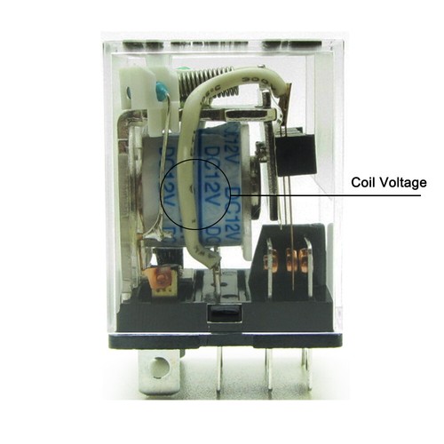 Relé de alimentación de bobina DC 12V 12A DPDT LY2NJ enchufe de 8 pines + base de enchufe de riel Din  - Imagen 4 de 10