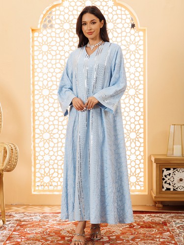 Maxi Vestido de Noche Caftán Mujeres Musulmanas Batas Largas Caftán Islámico Dubai - Imagen 10 de 27