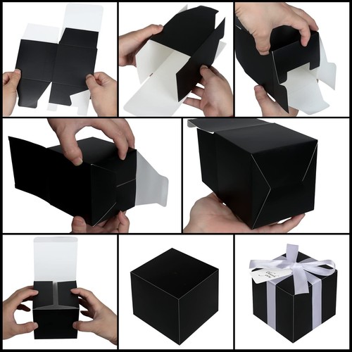 Black Gift Boxes with Lids 5" x 5" x 5" Paper Gift Box Wedding 30 Pack - Picture 6 of 6