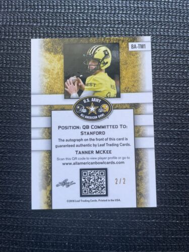 2/2 🔥 Auto Tanner McKee 2018 Leaf US Army All American Metal Gold #BA-TM1 - Picture 2 of 7