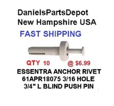 X10 61APR18075 MICRO PLASTICS ESSENTRA WHITE PLASTIC PUSH PIN RIVET 3/16 HOLE