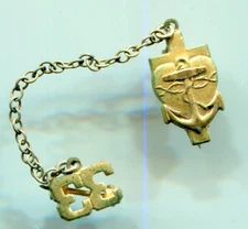 Vintage Navy Anchor 33 Lapel Chained Pin Gold Filled Tie Tack