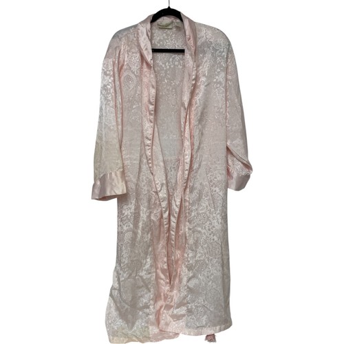 Vintage Victoria's Secret Satin M/L Robe Pink Roses Paisley Belted Loungewear - Picture 3 of 16
