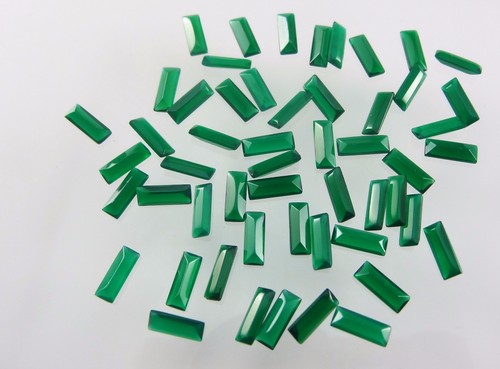 Green Natural Agate Baguette Shape Stones SIZE CHOICE Loose Gemstones - Picture 5 of 6