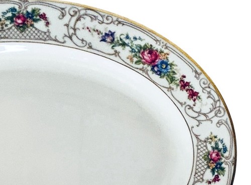 VTG Lamberton FLORA Ivory Fine China Floral Porcelain 12 1/4" Serving Platter - Picture 6 of 8