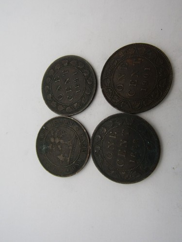Lot Of 4, Queen Victoria Britain 1901/1884/1888/1871 Penny . A704 - Picture 5 of 7