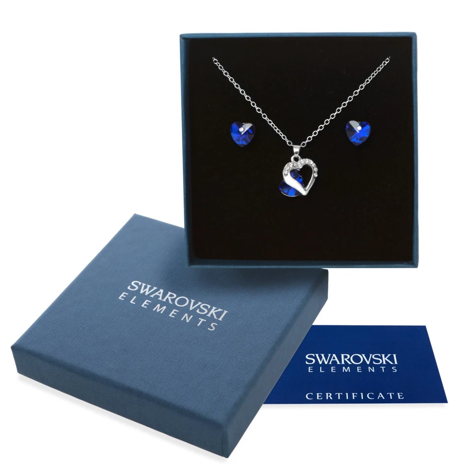 Collana Parure donna argento Swarovski Elements originale G4Love cristalli cuore