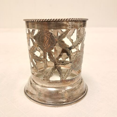Vintage MEXICO 925 STERLING SILVER Cup HOLDER Pierced - Picture 2 of 7