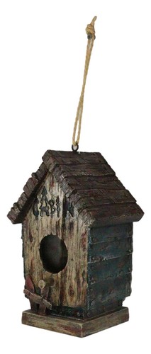 Rustic Western Cozy Faux Wooden Cabin Birdhouse Bird Feeder House Branch Hanger - Bild 3 von 10