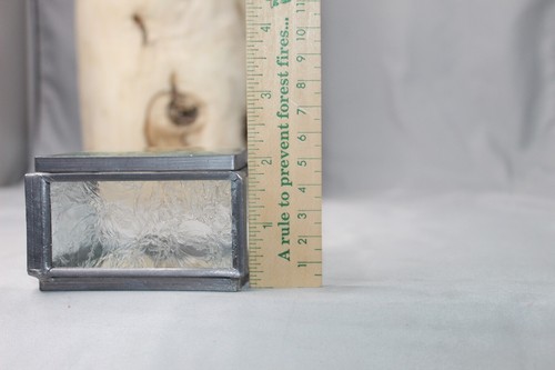 Glass Jewelry Trinket Box Pressed Flowers Hinged Lid Heavy Retro Elegant - Picture 10 of 14