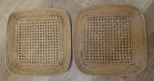PAIR OF WICKER RATTAN Square Serving Trinket Tray BASKET WALL DECOR 12.5" SQUARE