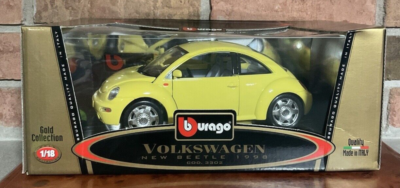 Burago Collection 1998 Volkswagen New Beetle Yellow 1:18 Scale Die