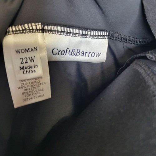 Croft & Barrow Women's Size 22W Takini Swim Top Black White Striped - Picture 3 of 4