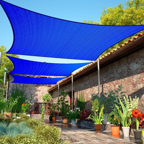 Heavy-Duty UV Resistant 14' x 20' Blue Shade Sail for Stylish Outdoor Spaces - Picture 3 of 9