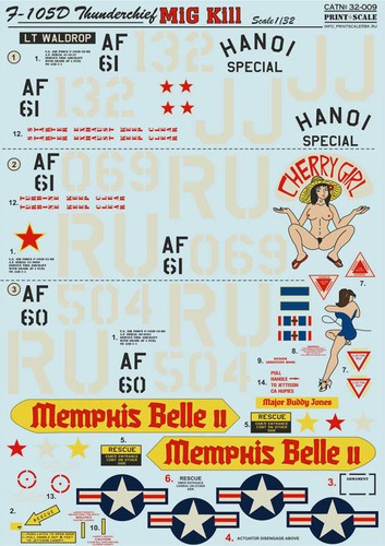 Print Scale 32-009 - 1/32 Decal for F-105 Thunderchief Mig Kill - 第 11/12 張圖片