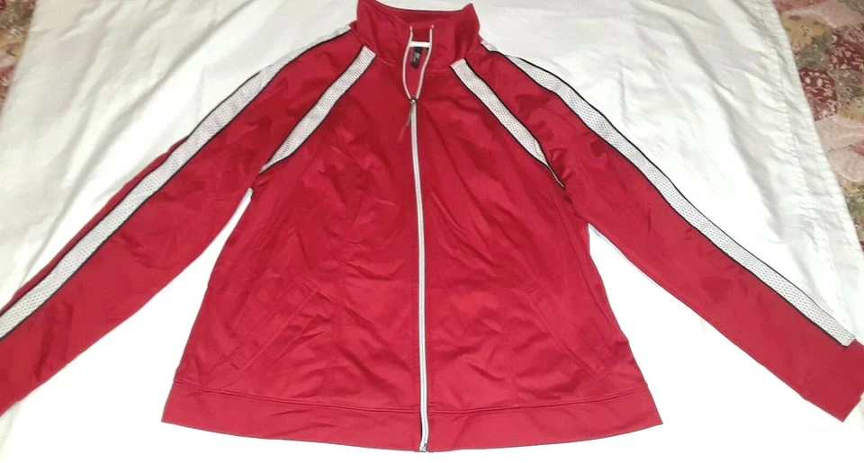 Womens SB Active Jacket Large Red with white trim Zip front - Image 4 of 4