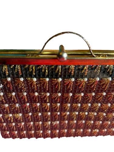 MCM Rainbow Starburst Needlepoint Clutch Vinyl Covered Vintage Purse Bag Vintage - Picture 3 of 9