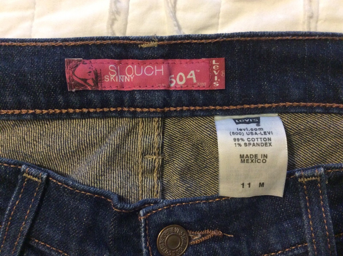 Levis 504 Slouch Jeans Women Size 11 Skinny Mid Rise Blue Denim